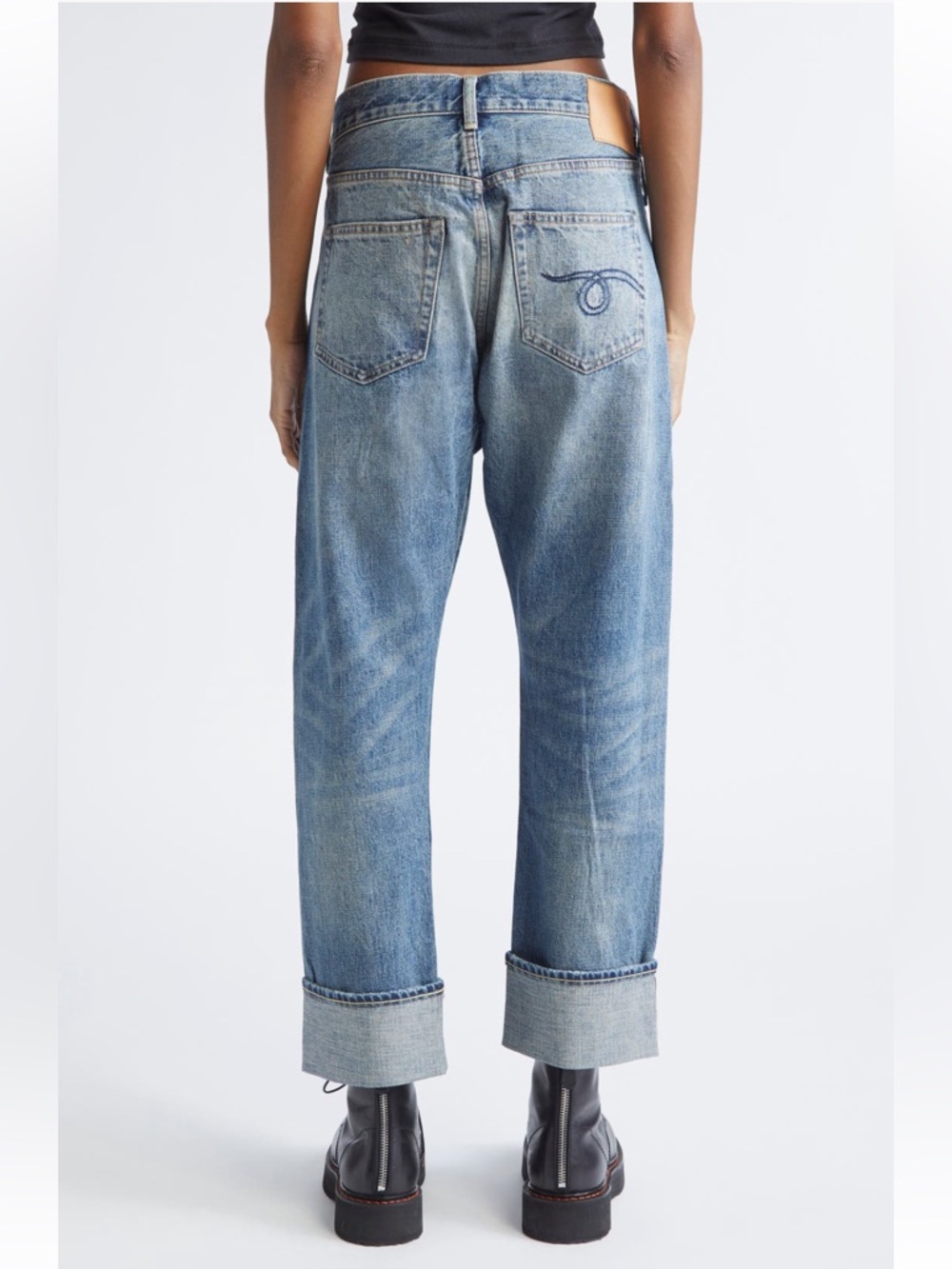 LIMITED NWT R13 Cuffed Crossover Straight Leg Jeans Estin Selvedge Blue Sz 28 - Picture 2 of 15